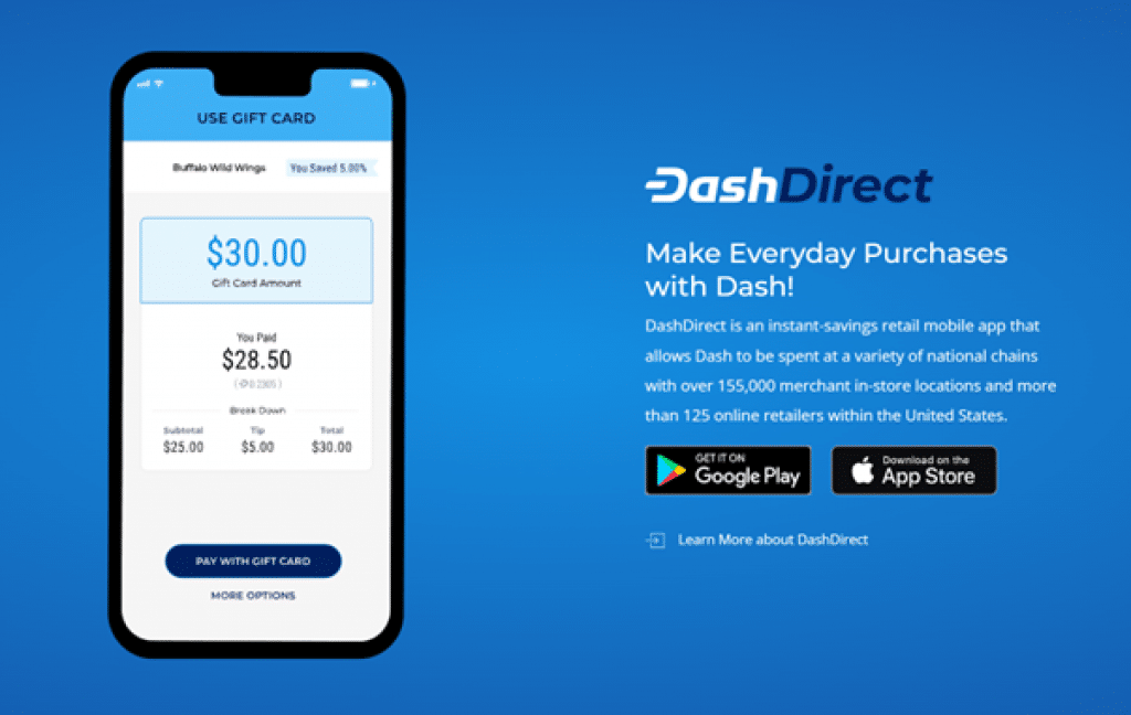 DashDirect cryptocurrency payments service.